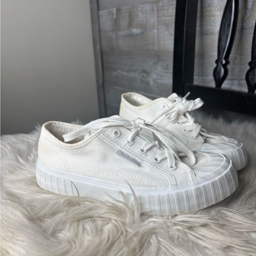 Superga 6.5 white  Canvas slight platform Sneakers 6.5